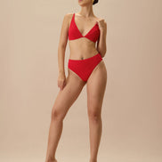 The Red Ribbed Bikini Bottom