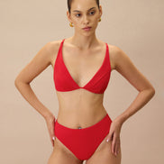 The Red Ribbed Bikini Bottom