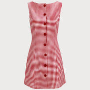 The Red Boat Neck Plaid Mini Dress