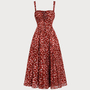 Wine Red Floral Slip Midi Dress