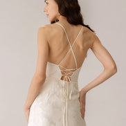 Apricot Jacquard Corset Slip Maxi Dress