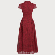 Red Cap Sleeve Floral Maxi Dress