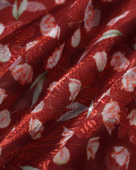 Wine Red Floral Slip Midi Dress