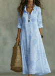 Vintage-Inspired Floral A-Line Dress - Elegant Ruffled Collar Midi
