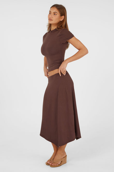 Madeleine Midi Skirt Brown