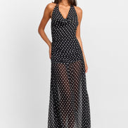 Clara Maxi Dress Black Polkadot