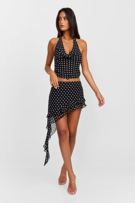 Clara Mini Skirt Black Polkadot