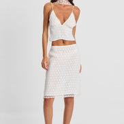 Minnie Midi Skirt White