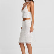 Minnie Midi Skirt White