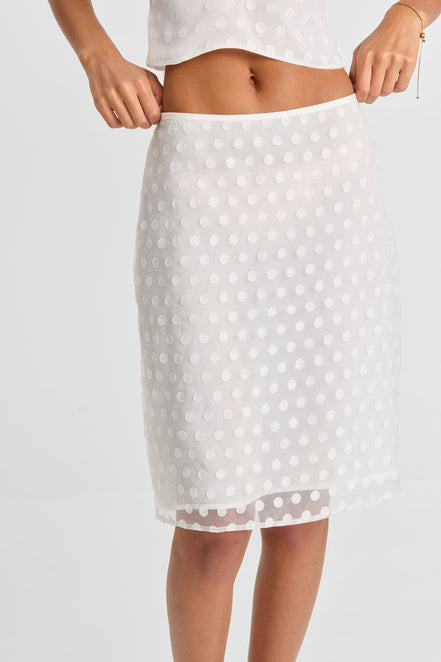 Minnie Midi Skirt White