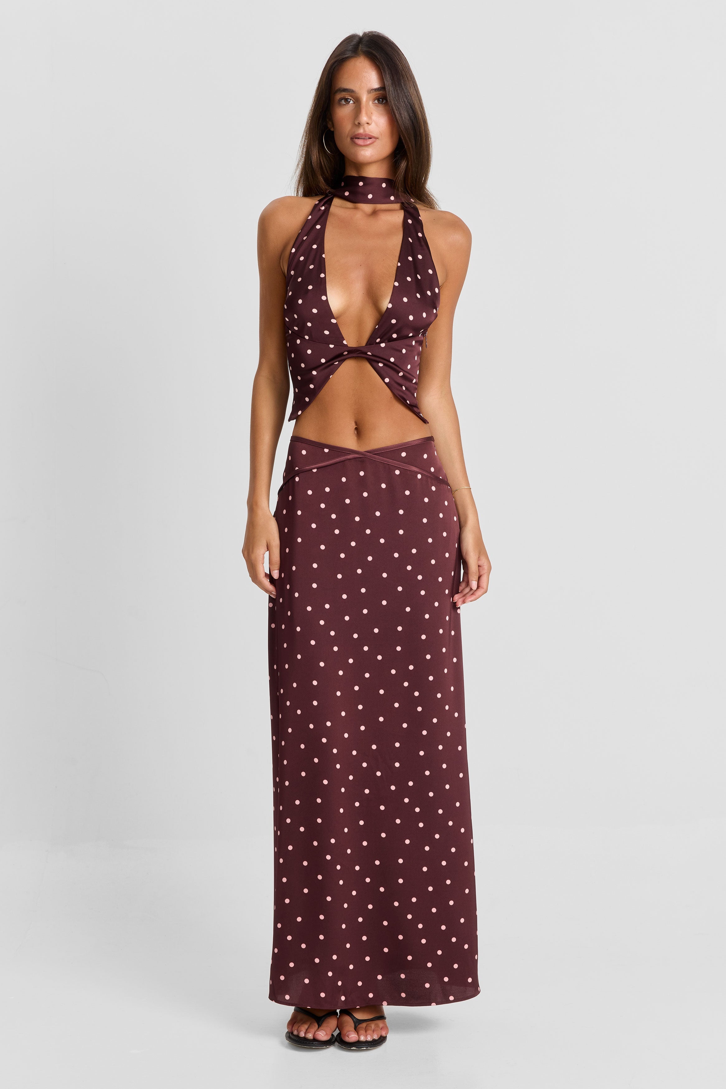 Cici Maxi Skirt Pink Polkadot