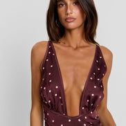 Cici Maxi Dress Pink Polkadot