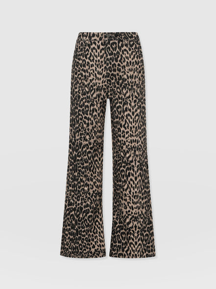 Adjustable Wide Leg Jean - Leopard