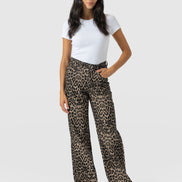 Adjustable Wide Leg Jean - Leopard