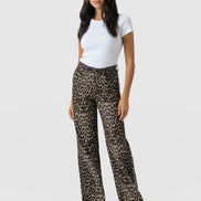 Adjustable Wide Leg Jean - Leopard