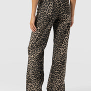 Adjustable Wide Leg Jean - Leopard