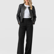 Arden Wide Leg Pant - Black Boucle