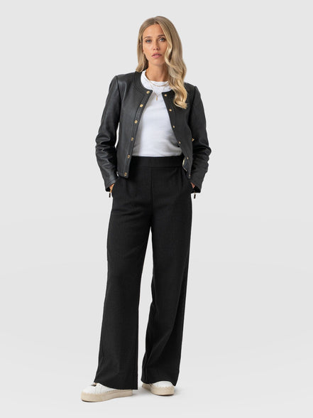 Arden Wide Leg Pant - Black Boucle