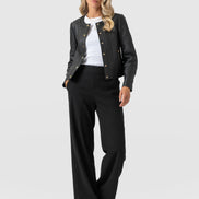 Arden Wide Leg Pant - Black Boucle