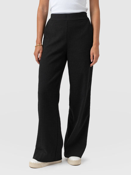 Arden Wide Leg Pant - Black Boucle