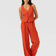 Argent Wide Leg Pant - Burnt Orange