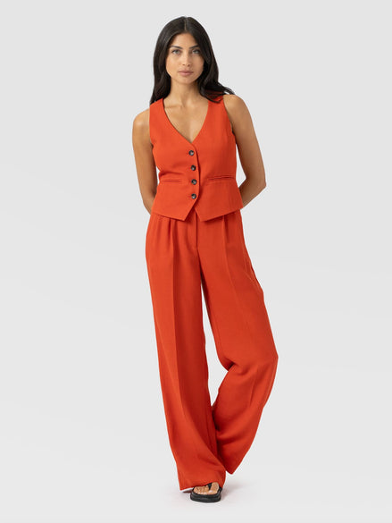 Argent Wide Leg Pant - Burnt Orange