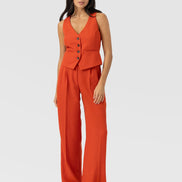 Argent Wide Leg Pant - Burnt Orange