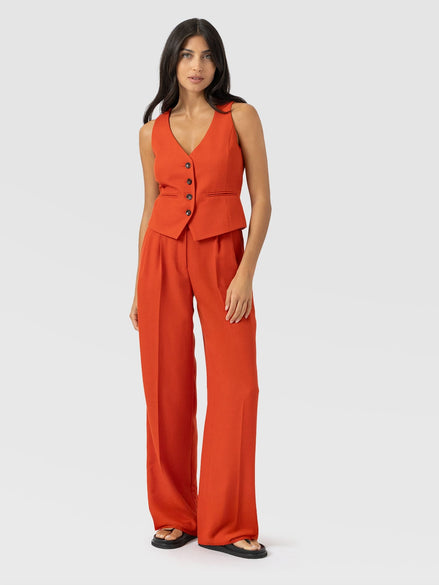 Argent Wide Leg Pant - Burnt Orange