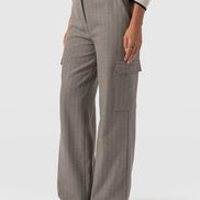Astrid Cargo Pant - Brown Herringbone