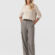 Astrid Cargo Pant - Brown Herringbone