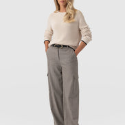 Astrid Cargo Pant - Brown Herringbone