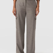 Astrid Cargo Pant - Brown Herringbone
