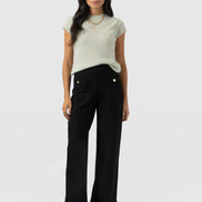 Averie Wide Leg Pant - Black Molten