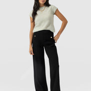 Averie Wide Leg Pant - Black Molten