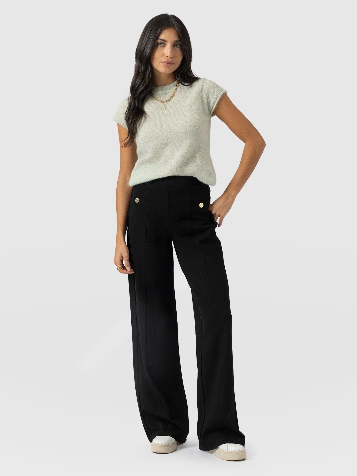 Averie Wide Leg Pant - Black Molten