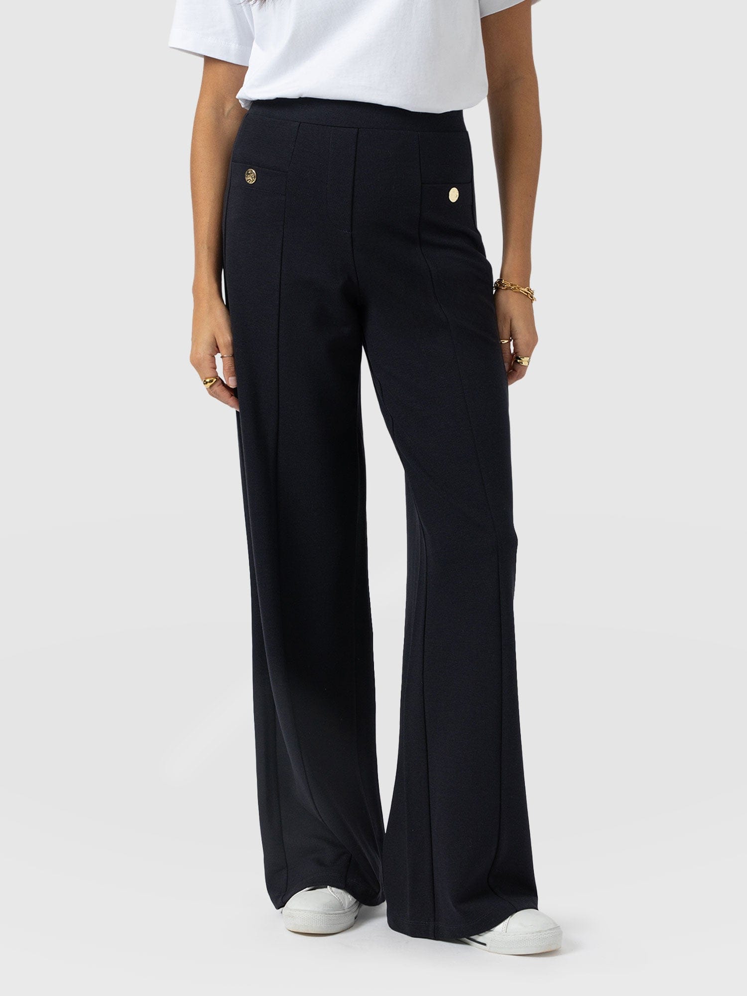 Averie Wide Leg Pant - Navy Molten