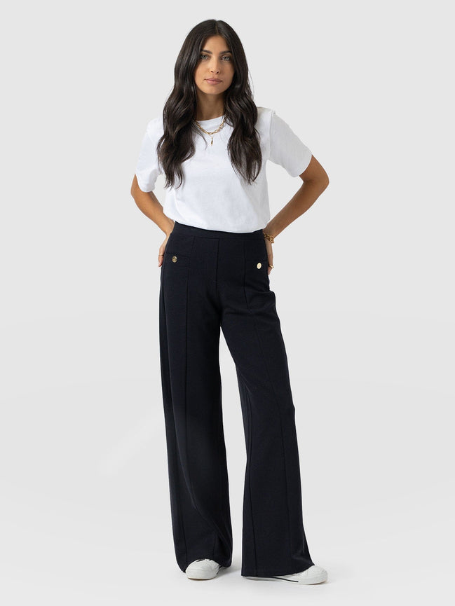 Averie Wide Leg Pant - Navy Molten