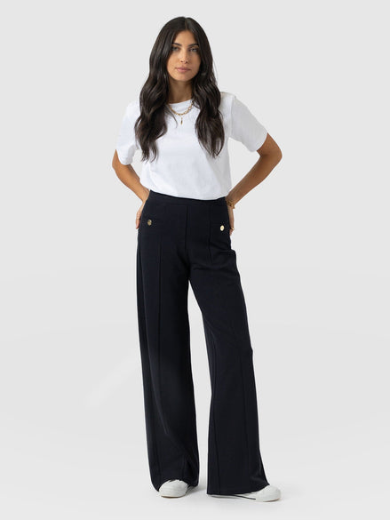 Averie Wide Leg Pant - Navy Molten