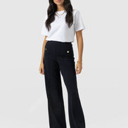Averie Wide Leg Pant - Navy Molten
