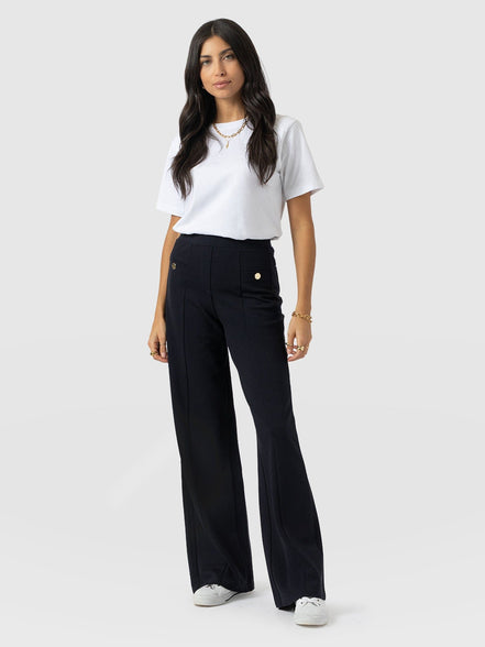 Averie Wide Leg Pant - Navy Molten