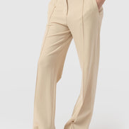 Cambridge Tailored Wide Leg Pant - Beige