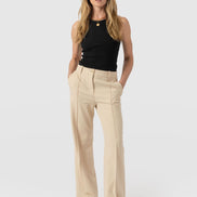 Cambridge Tailored Wide Leg Pant - Beige