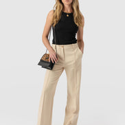 Cambridge Tailored Wide Leg Pant - Beige