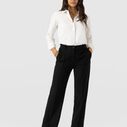 Cambridge Tailored Wide Leg Pant - Black