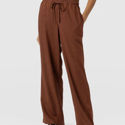 Corinne Linen Pant - Russet Brown