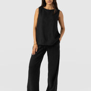 Corinne Linen Pant - Black
