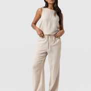 Corinne Linen Pant - Oatmeal