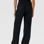 Corinne Wide Leg Linen Pant - Black