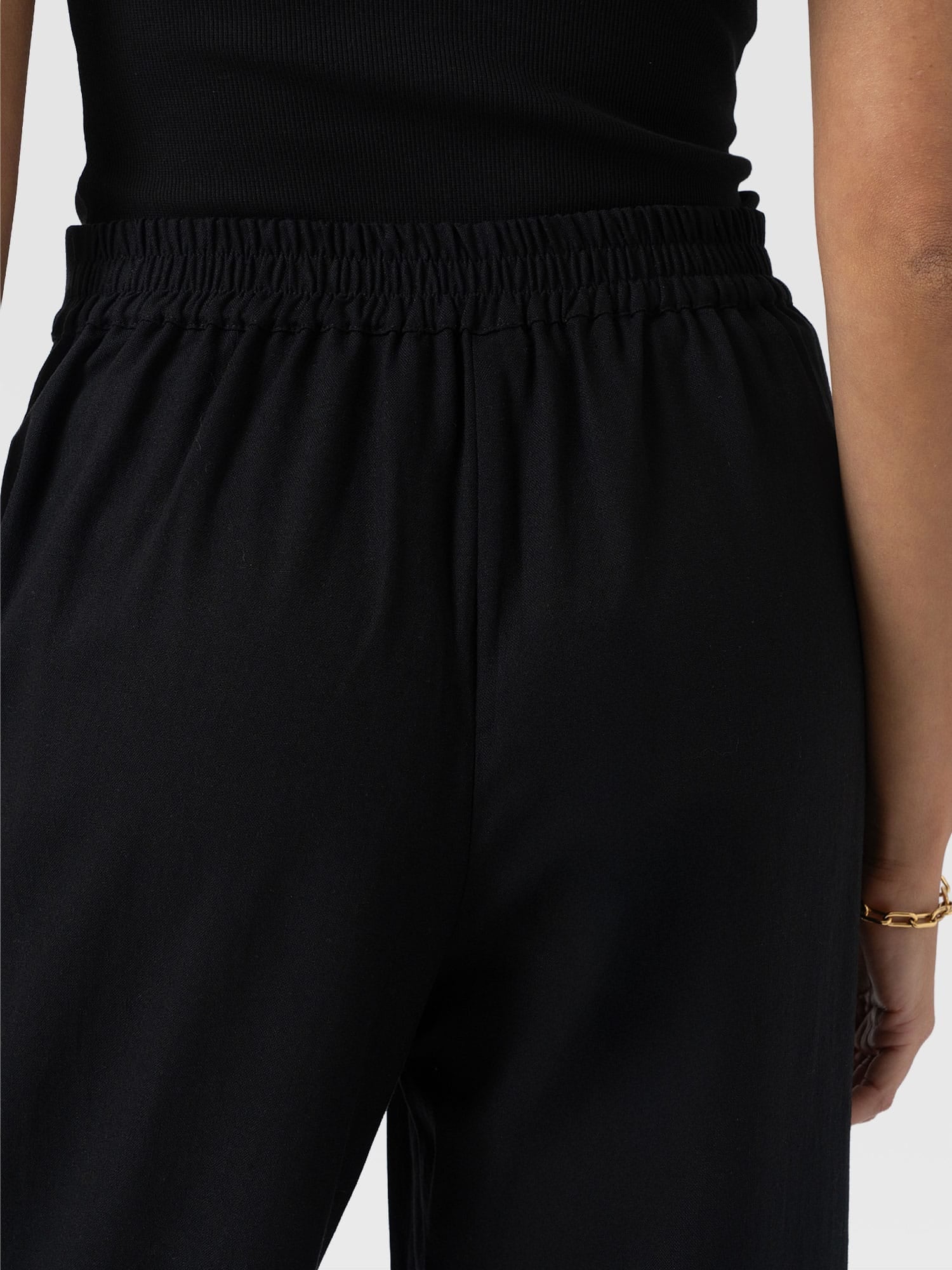 Corinne Wide Leg Linen Pant - Black