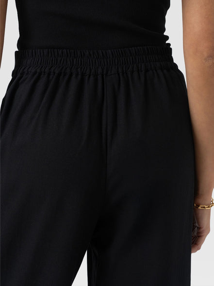 Corinne Wide Leg Linen Pant - Black
